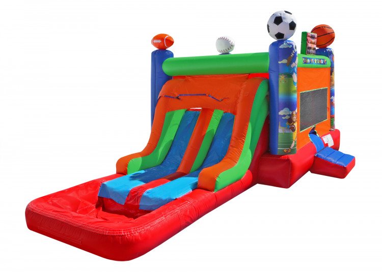 DUAL LANE SPORTS WET OR DRY BOUNCE HOUSE & SLIDE COMBO